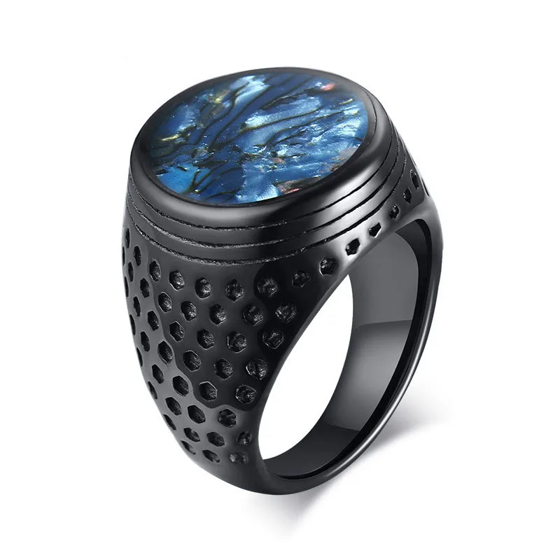 

Steel Ring Wholesale New Design fashion jewelry titanium steel custom rhinestone black rings for men