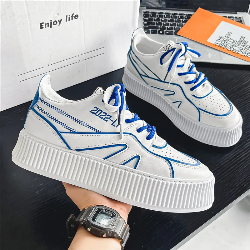 

New Design White Leather Simple Mens Casual Shoes Stylish Fashion Men Chunky Skateboarding Shoes Custom with Logo, Optional