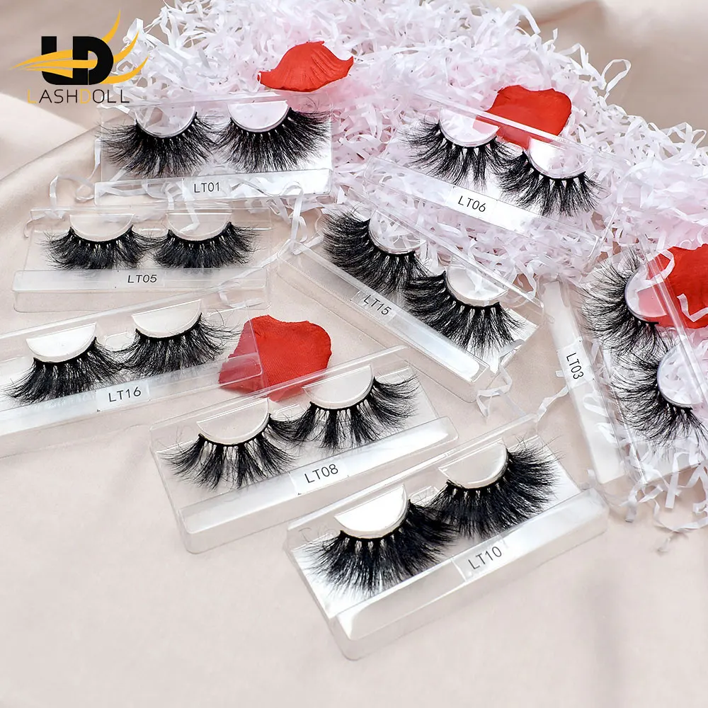 

5D 8D fluffy eyelashes wholesale private label 25mm bulk lashes with case mink lasheswholesale vendor, Natural black eyelashes
