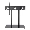 DS302 New Arrival Professional 110 lbs Load Capacity VESA 600x400 Tempered Glass Table Top TV Stand for 32"-65" LCD LED TV size