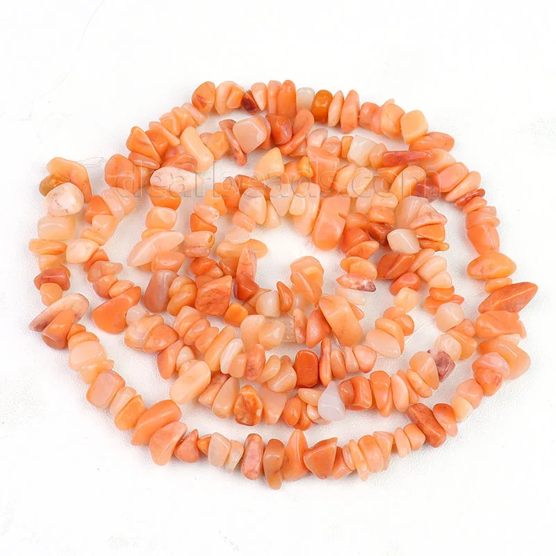 

Wholesale Natural Cheap Chip Peach Aventurine Stone Beads For Woman Bracelets Making 8mm Irregular