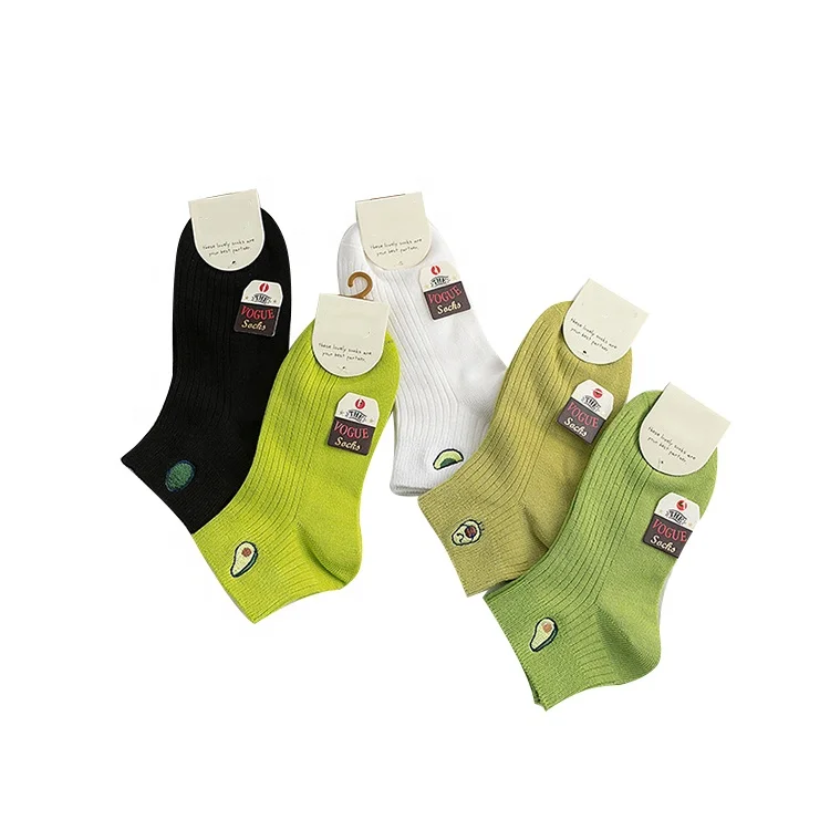 

2020 spring and summer new socks female ins embroidery avocado socks cotton socks wholesale, As picture