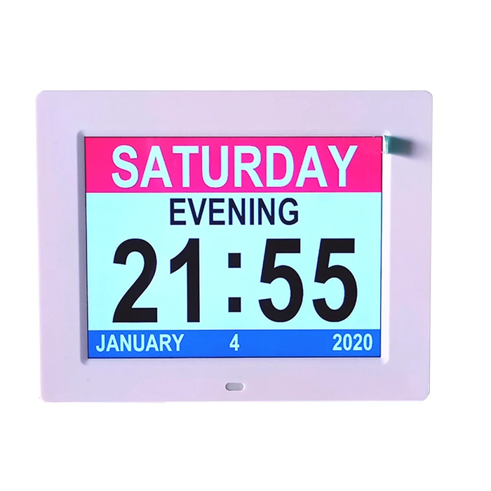 

White ABS Plastic Digital Alarm Reminder Dementia Clock For Elderly Calendar Wall Clock