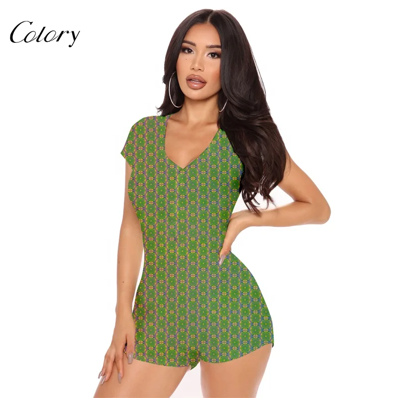 

Colory Summer Rompers One Piece Jumpsuit Womens Onesie Sexy Custom, Picture shows