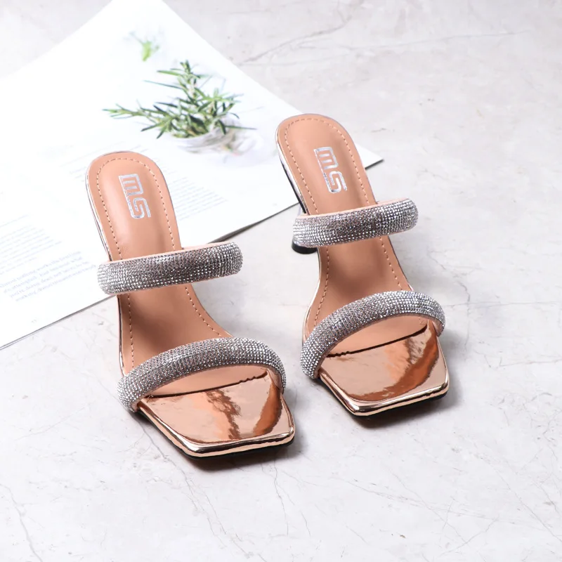 

Sandals New Summer double Rhinestone Belt decorative sandals simple fashion versatile women's slippers
