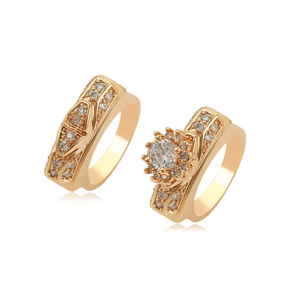 16205 Xuping latest style high quality 18K Yellow gold plated set engagement ring set diamond