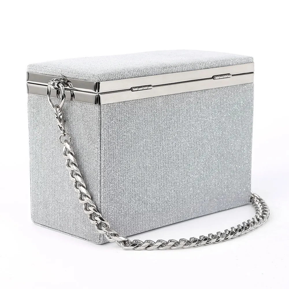 

Luxury Customized Square Evening Hand Bags For Women Polyester Party Purse Metal Chain Ladies Shoulder Bags 2022, Black,white,champagne
