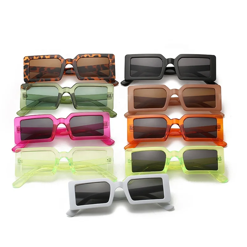 

Hot Selling Small Square Sunglasses Women Retro Plastics Frame Designer Sunglasses, 10 colors
