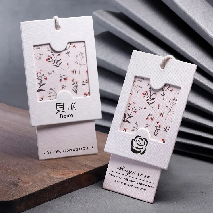 

Hot Selling Custom Brand Logo T Shirt Hang Tags For Clothing With Own Logo, White,pink