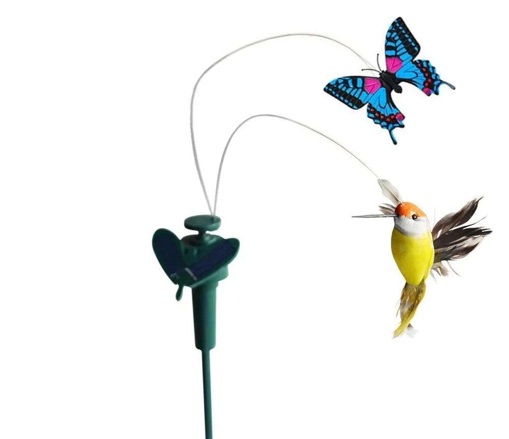 

A68 Power Vibration Dancing Fly Fluttering Bird For Garden Yard Decor Stake Flying Fluttering Solar Hummingbird