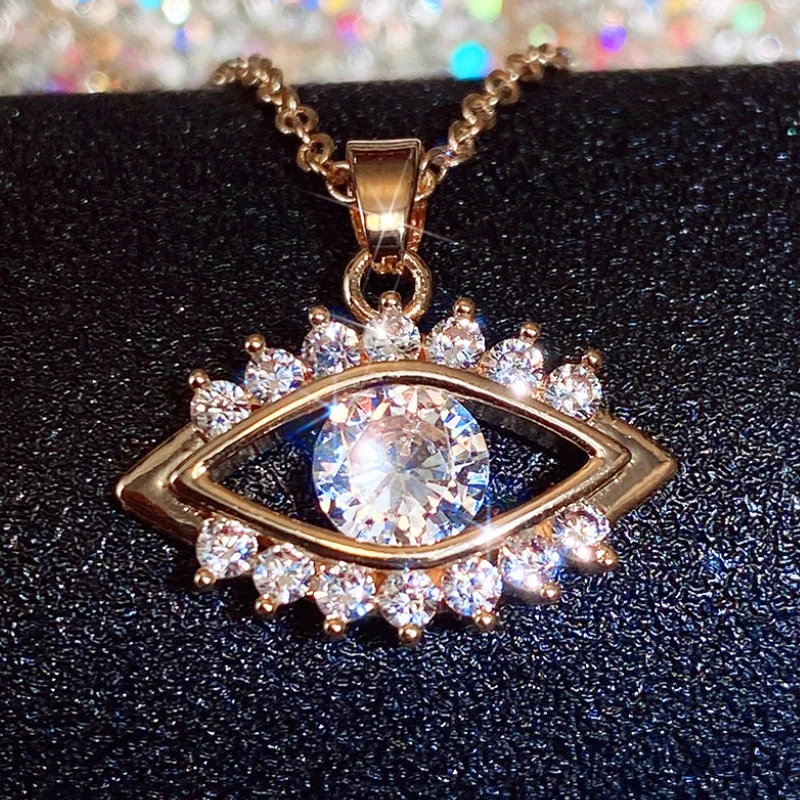 

CAOSHI 18K Gold Plated Diamond Unique Eye Shape Pendant Necklace for Women Daily Casual personalized Necklace