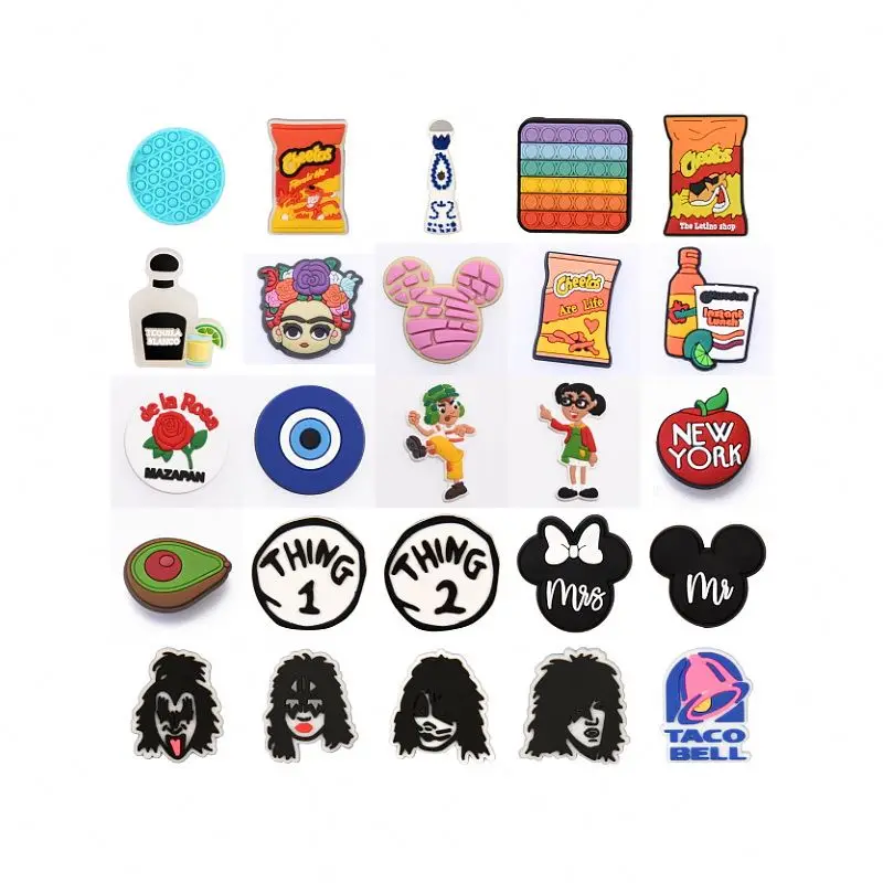 

Custom new fashion croc shoe decoration charm Mexican croc charm High quality croc shoe charm for wholesale, Customized color