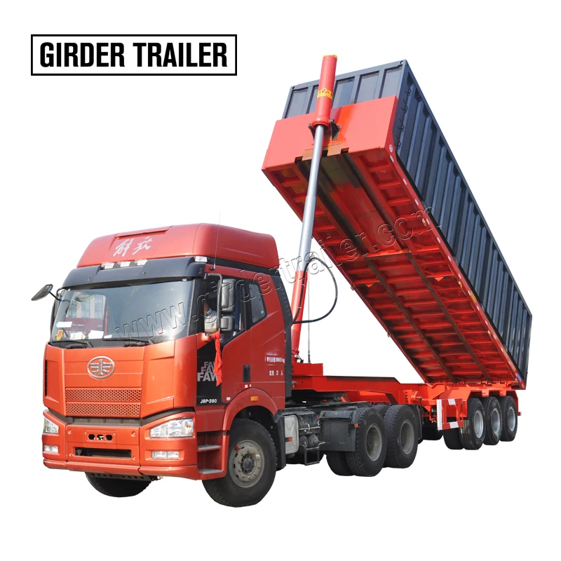 

Manufacturer hydraulic flatbed shipping cargo equipter semi end dump trailer 3 axles high tip trailer for sale
