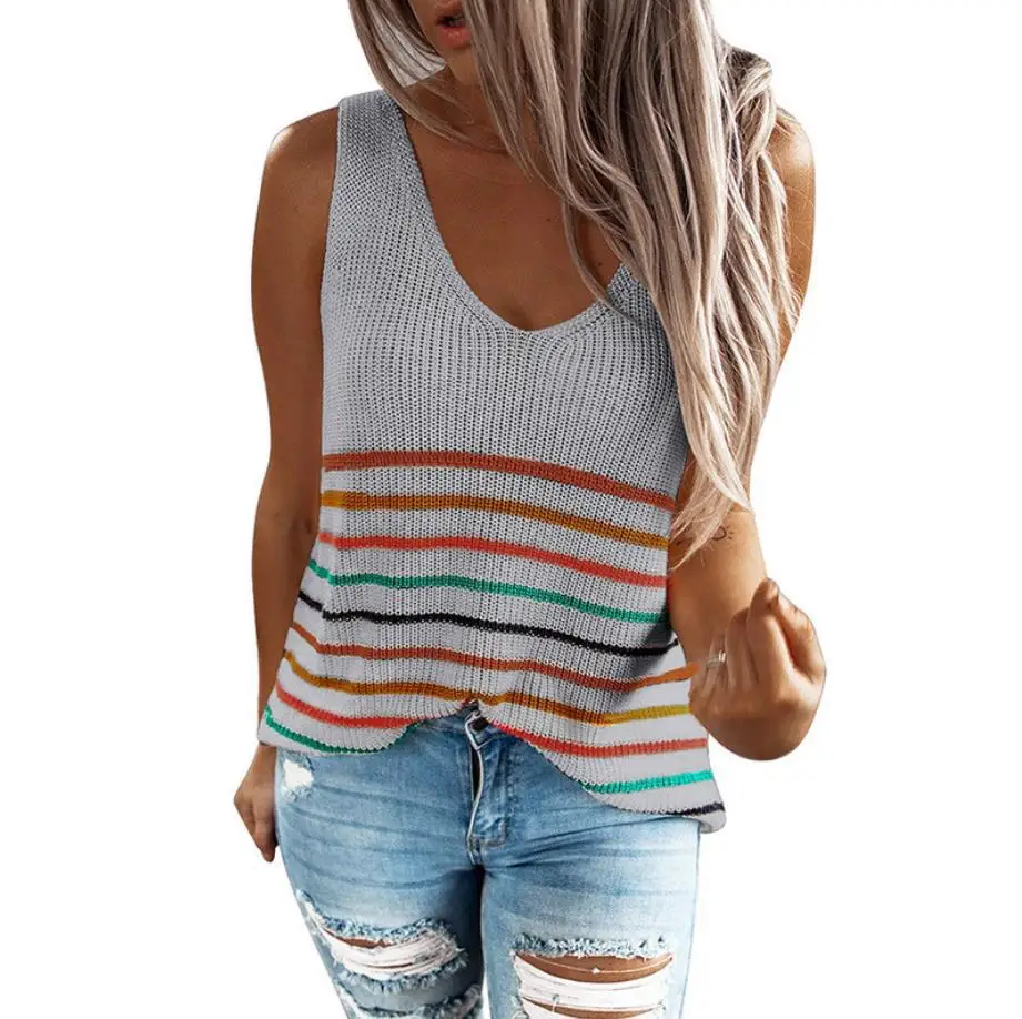 

F30384A new designed contrast color fashion sleeveless Woman Tops Ladies' Tops, Customized color