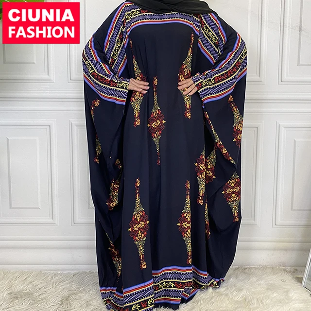 

6427# Modest Muslim Women Butterfly Plus Size Print Kaftan Dress Dubai Caftan Dresses, Red / green / beige / pink / black
