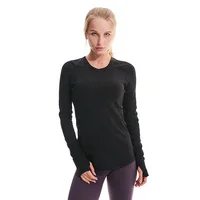 

Customized Women Yoga Long Sleeve Tshirt with Thumb Holes Compression Fitness Yoga Wear High Elastic Lady Gym Sexy Tee Tops