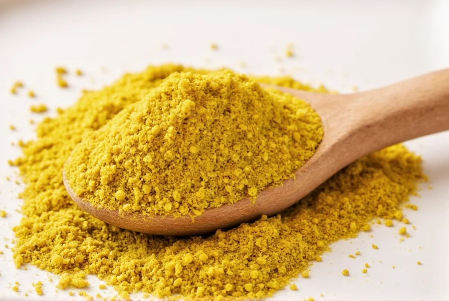Various mustard preparations including whole seeds, powder, and prepared mustard in jars for nutritional comparison