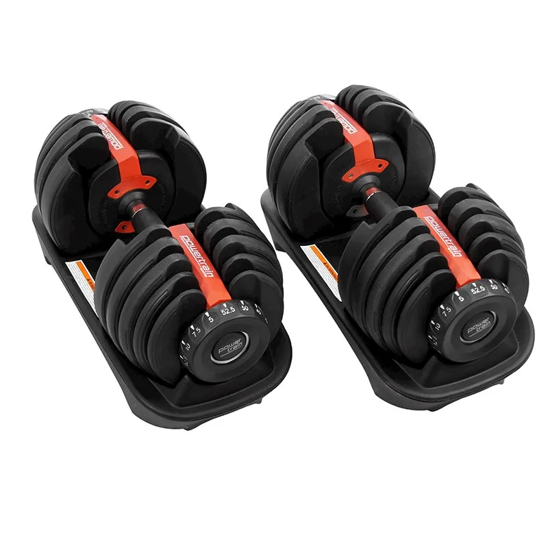 

One Pair 52.5 Lbs Rubber Iron Adjustment multiple weight dumbell Cheap 24kg Adjustable Dumbbell Set, Red and balck