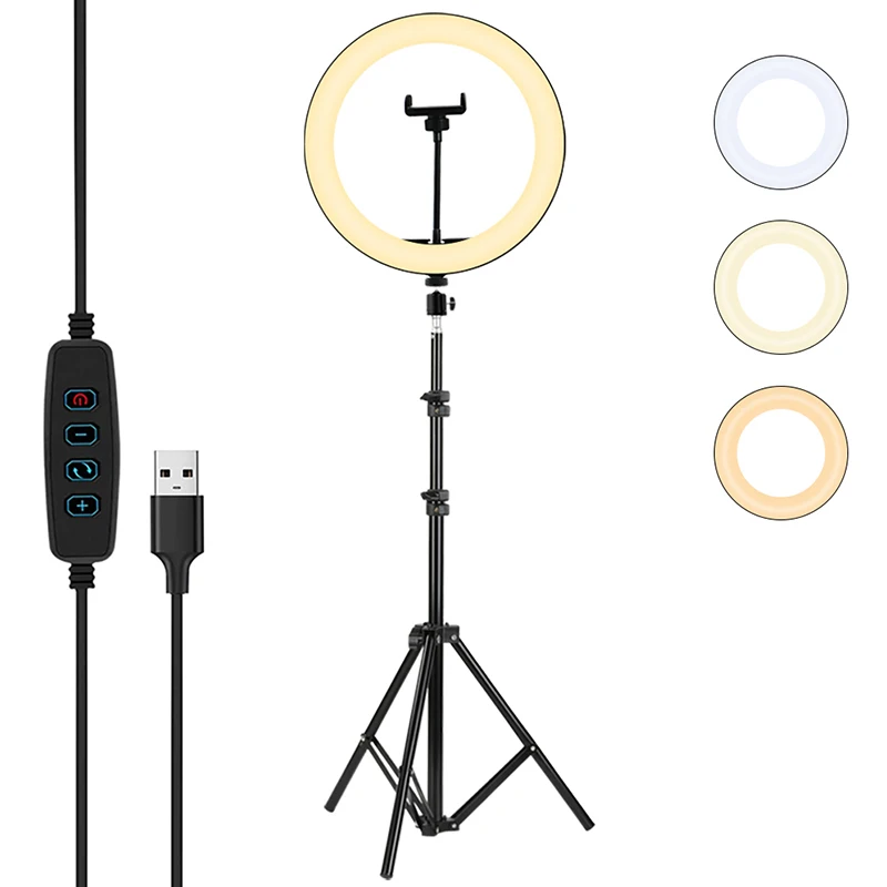 

12 Inch 2.1 meters Adjustable Tripod Led Selfie Ring Light With Tripod Stand For Photography Makeup For Tik Tok