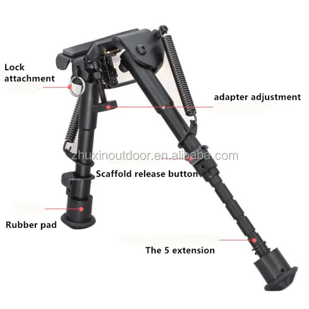 

Metal Bipod Tripod Universal Barrel Clamp Mount Adjustable Bipods 6-9 inch hunting accessories, Black
