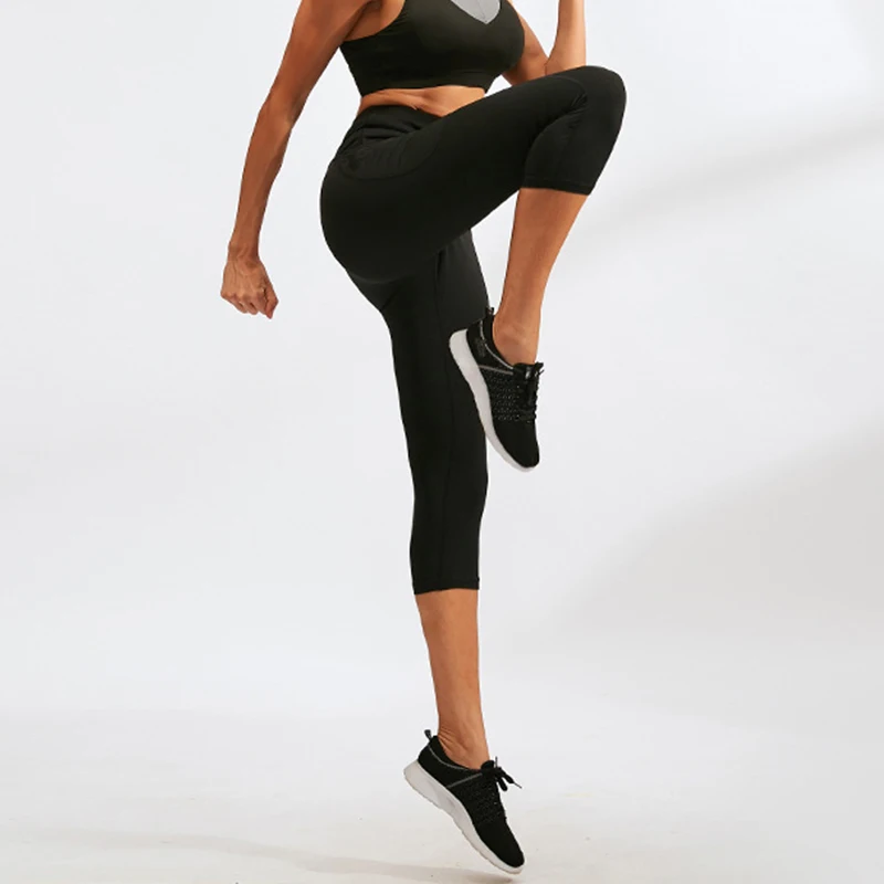 

Fitness Sports Leggings Jacquard Sports Leggings Female Running Trousers High Waist Tight Sports, Picture shows