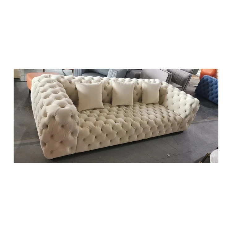 Classic vintage couch hotel european design solid wooden leg leather PU sofa for living room furniture for all people