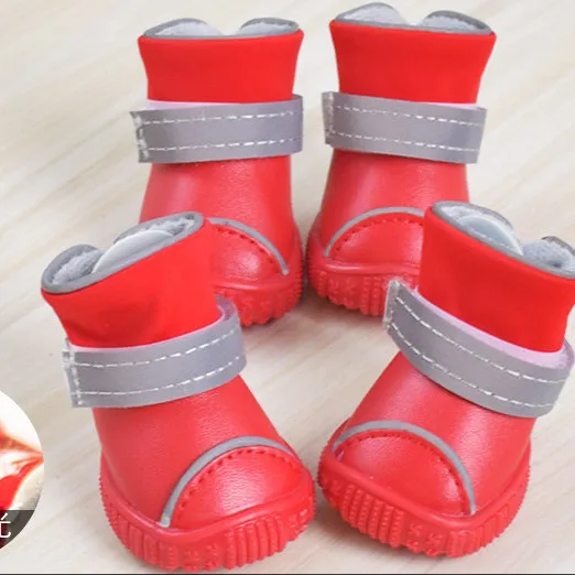 

2021 Winter New Small Dog Leather Shoes Waterproof Teddy Shoes Small Dog Pet Dog Rain Boots, Picture shows