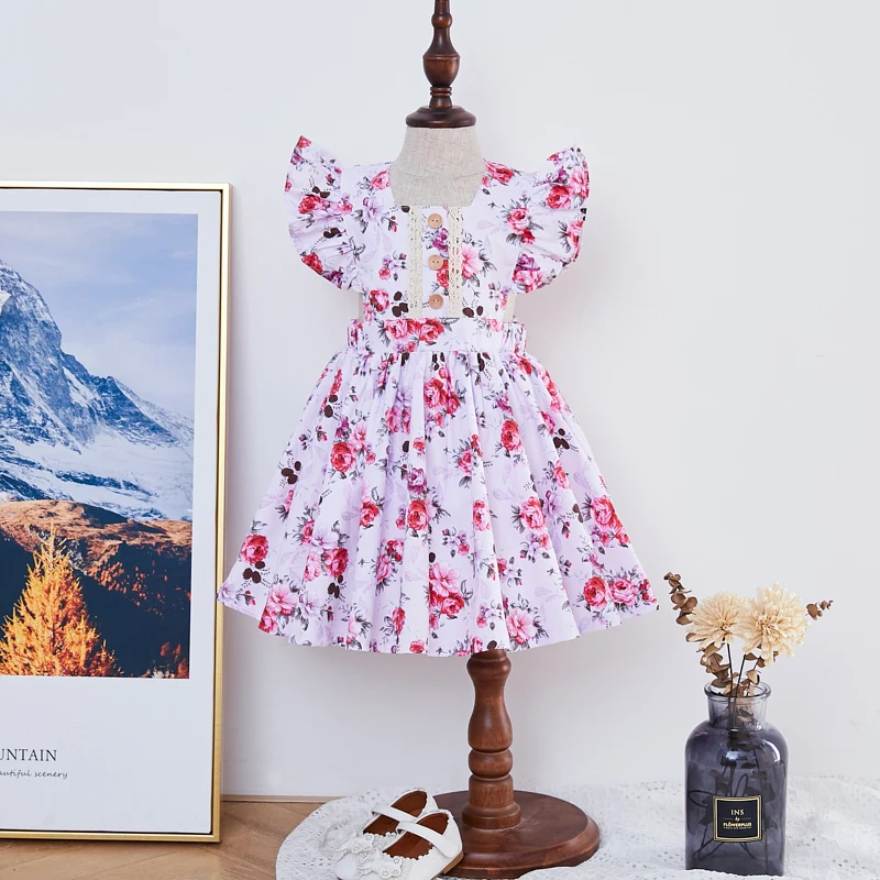 

Best selling kids clothing vintage pinafore floral baby girls summer dress, Multi colour options