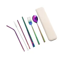 

Reusable Cutlery Stainless Steel Office Utensil and Metal Straw Portable Travel Cutlery Set with Case