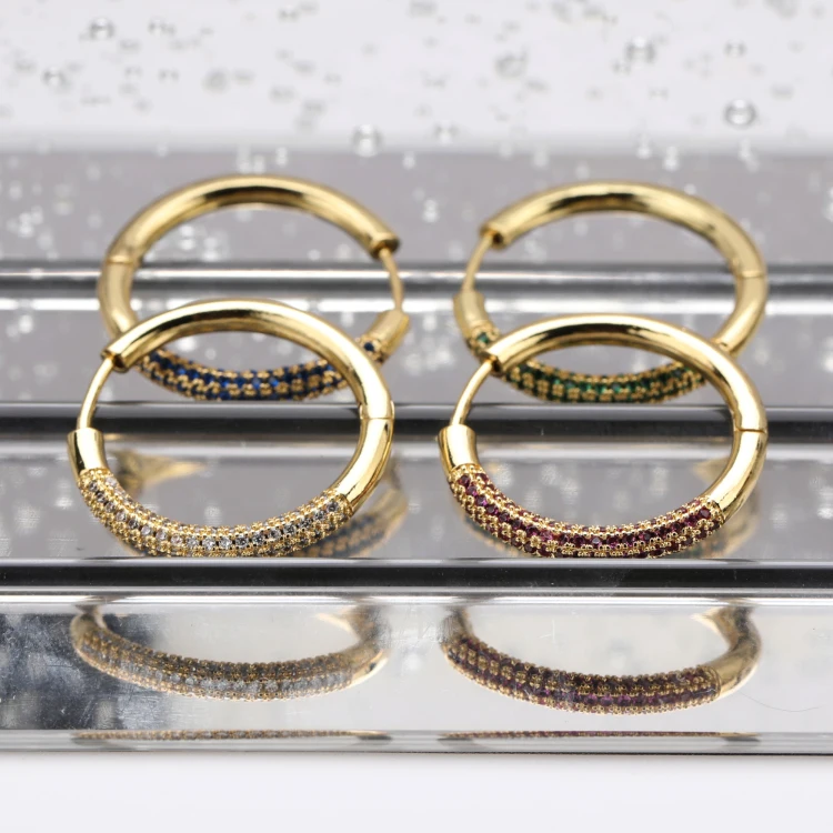 

2021 Trending 4 Color Rhinestone Insert Earrings Thin Copper Earring Wholesale