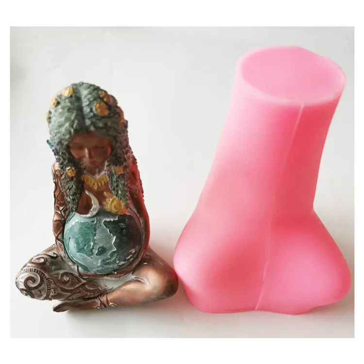 

Y3511 Diy epoxy resin 3D girl shaped silicone candle mold, Pink