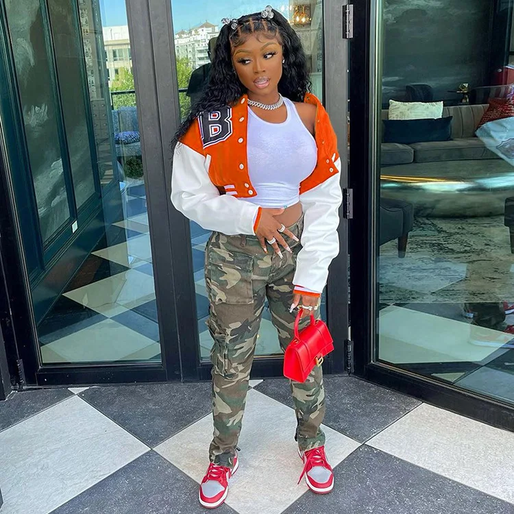 

Fall jackets 2021 Fashion Casual Baseball custom bomber Coats outdoor jacket for women