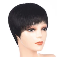 

Natural Looking Short Machine Made Wigs Wholesale Straight Human Hair Wig For Women Color #1b