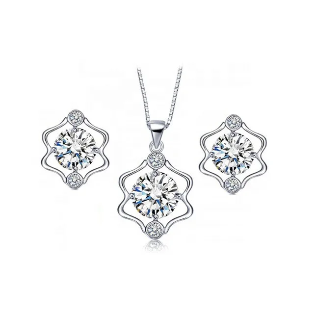 

Twelve Gemini Jewelry Wholesale 925 Sterling Silver Necklace & Earring Fashion Women Jewelry Set 925 Silver, White