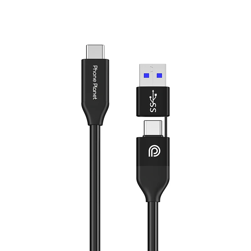 

Phone Planet New 100W 20Gbps USB3.2 2 in 1 20V 5A usb cable date cable for Micro type-c charging cable