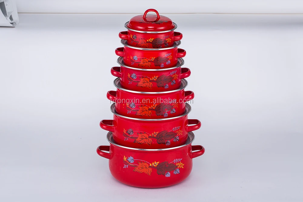
Enamel Casserole Cookware Sets Cooking Pot Ceramic Dinner Plate Sets 