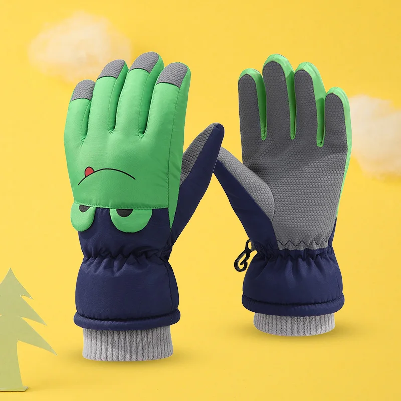 

Cartoon thicken cycling waterproof outdoor sport children ski warm winter gloves for kids, 3 colors