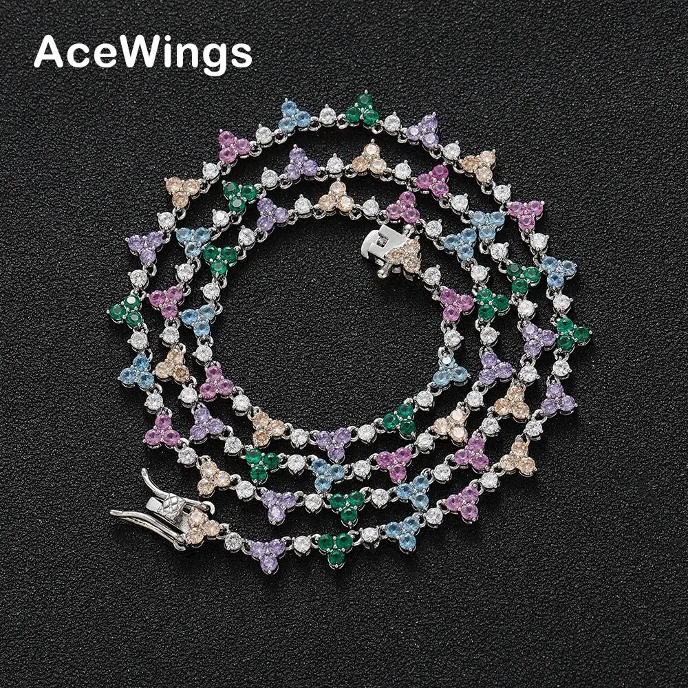 

BC163 2MM Wide Tennis Chain Necklace Women Colorful Stone CZ Tennis Necklace