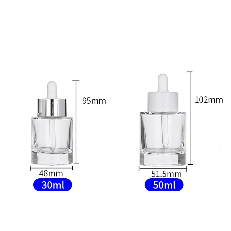 

Thick Wall Clear 30ml 50ml Glass Dropper Bottle Heavy Bottom 1oz Glass Cosmetic Toner Pump Serum Bottle For Skincare