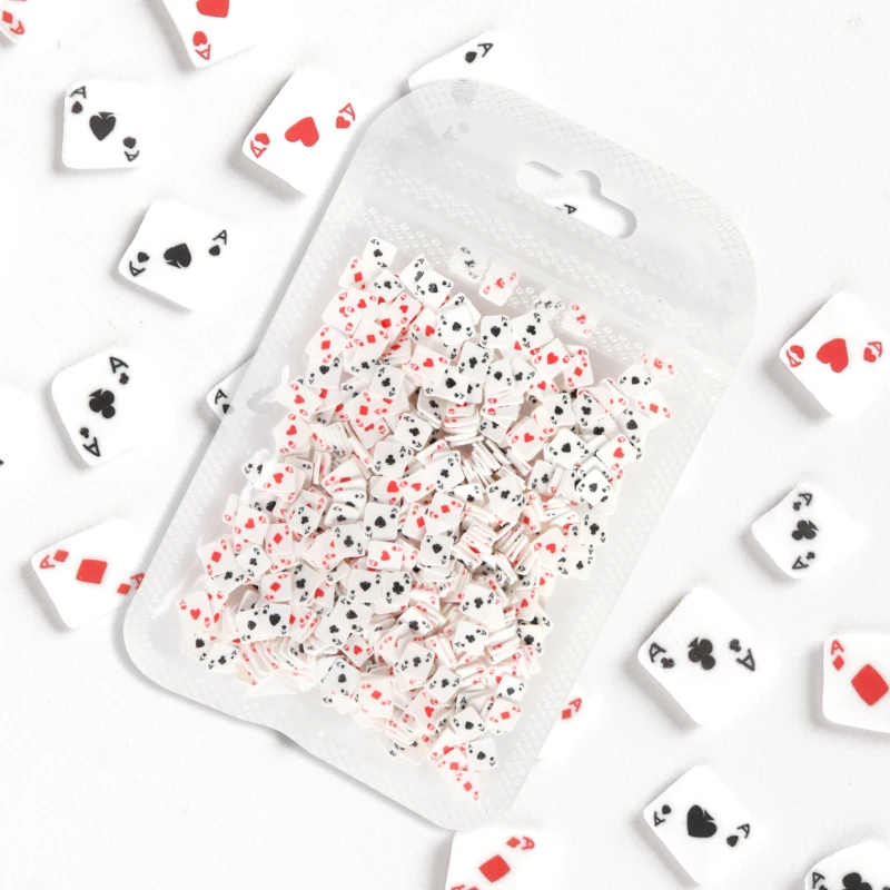 

10G Polymer Clay Nail Art Accessories Poker Card Flakes For Nail Decorations 3D Heart Spades Slices