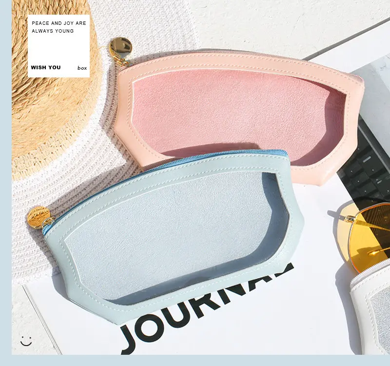 

CAPONI Wholesale Waterproof Pu Material Transparent Glasses Bag For Girls And Boys, White/blue/pink/khaki