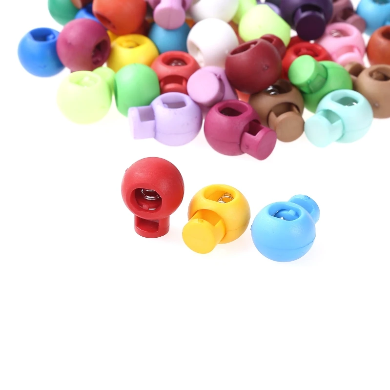 

iEFiEL Rope Cord Locks Packs of 50Pcs Lanyard Drawstring Stoppers Fastener Spring Buttons Single Hole Ball Shape Multicolor