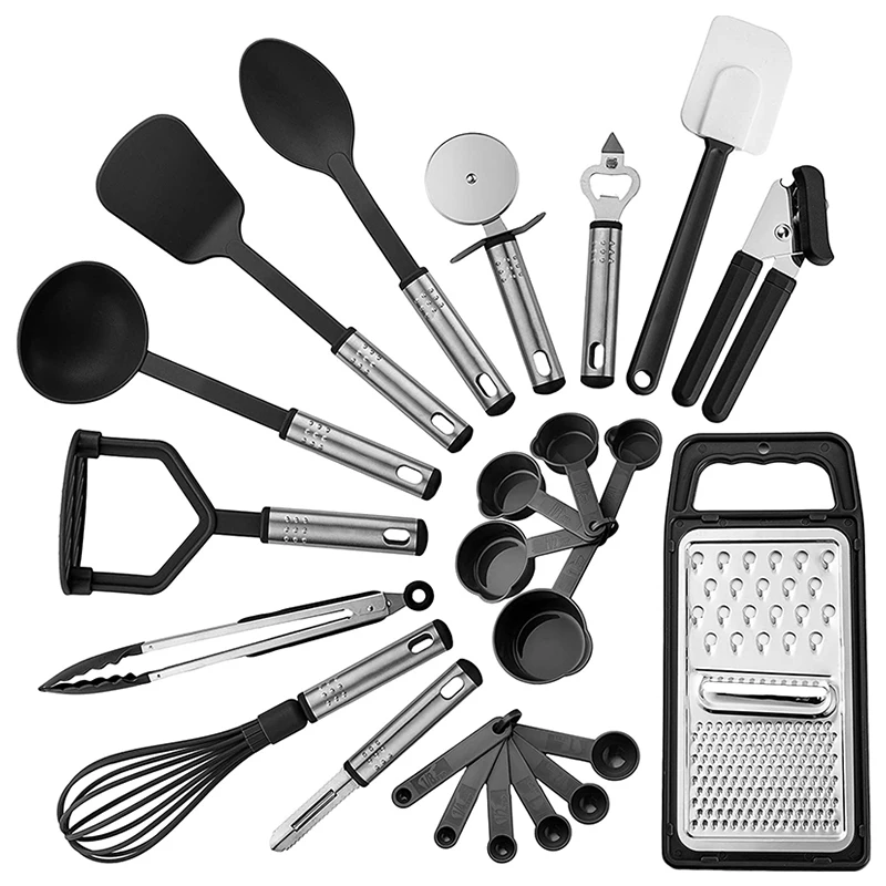 

Amazon Best Seller Ustensil de cuisine 23 Nylon Cooking Utensils With Measuring Spoons Cups Kitchen Accessories Set, Customized