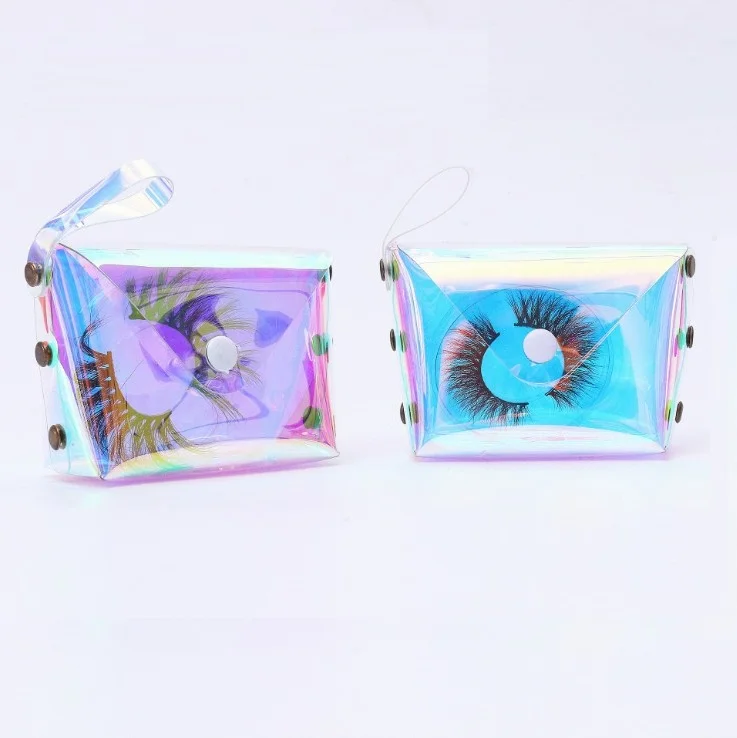 

Whosale 3d Dramatic Faux Mink Eyelashes Extension Holographic Packaging Box Private Label Custom, Clear box with colorful card