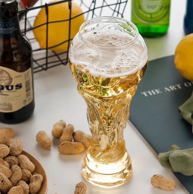 

Unique glass big football beer whiskey water mugs for drinking beer for bar pub party gifts