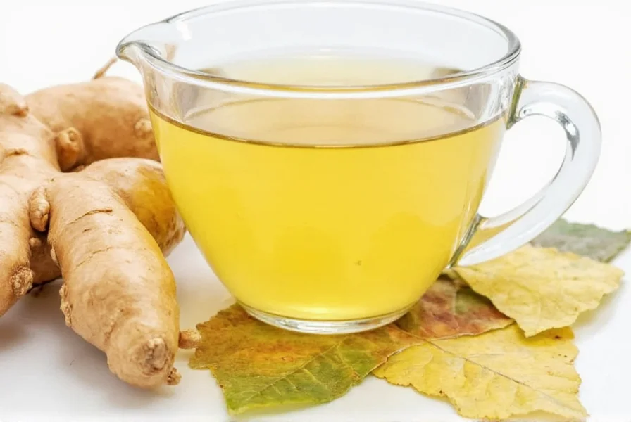 Three mugs of ginger tea with lemon slices and honey on wooden table
