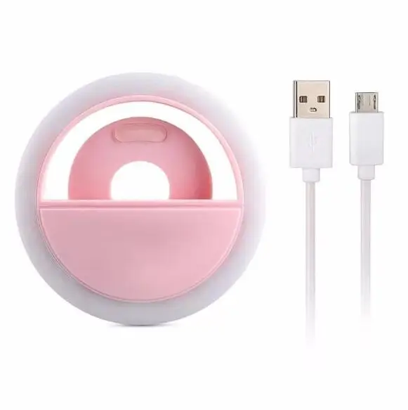 

Classic RK12 Round light Portable USB Rechargeable Phone Light Selfie LED Phone Ring Light For Smartphone, Black,white,pink