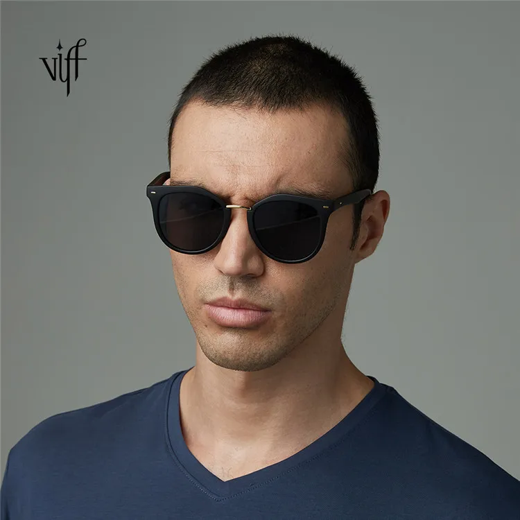 

VIFF HP17448 Newest Design Hot Seller Matte Black Round Sun Glasses Trendy Custom Fashion Sunglasses 2021 for Men and Women