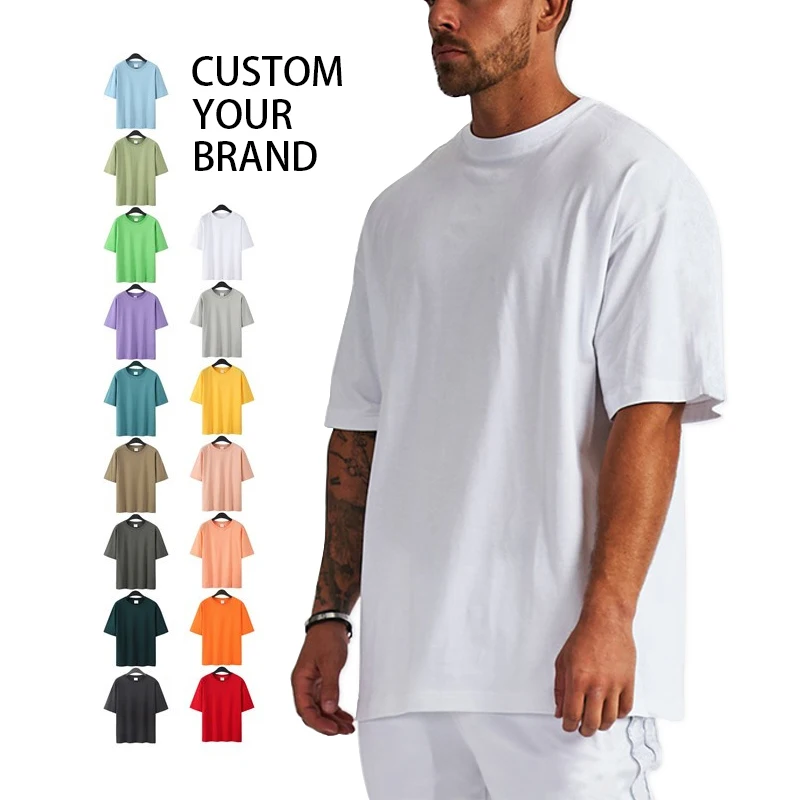 

High Quality Men's Plus Size T-shirts Plain Blank Loose Tshirts Custom Print 100% Cotton Oversized Men T shirts, Customized color