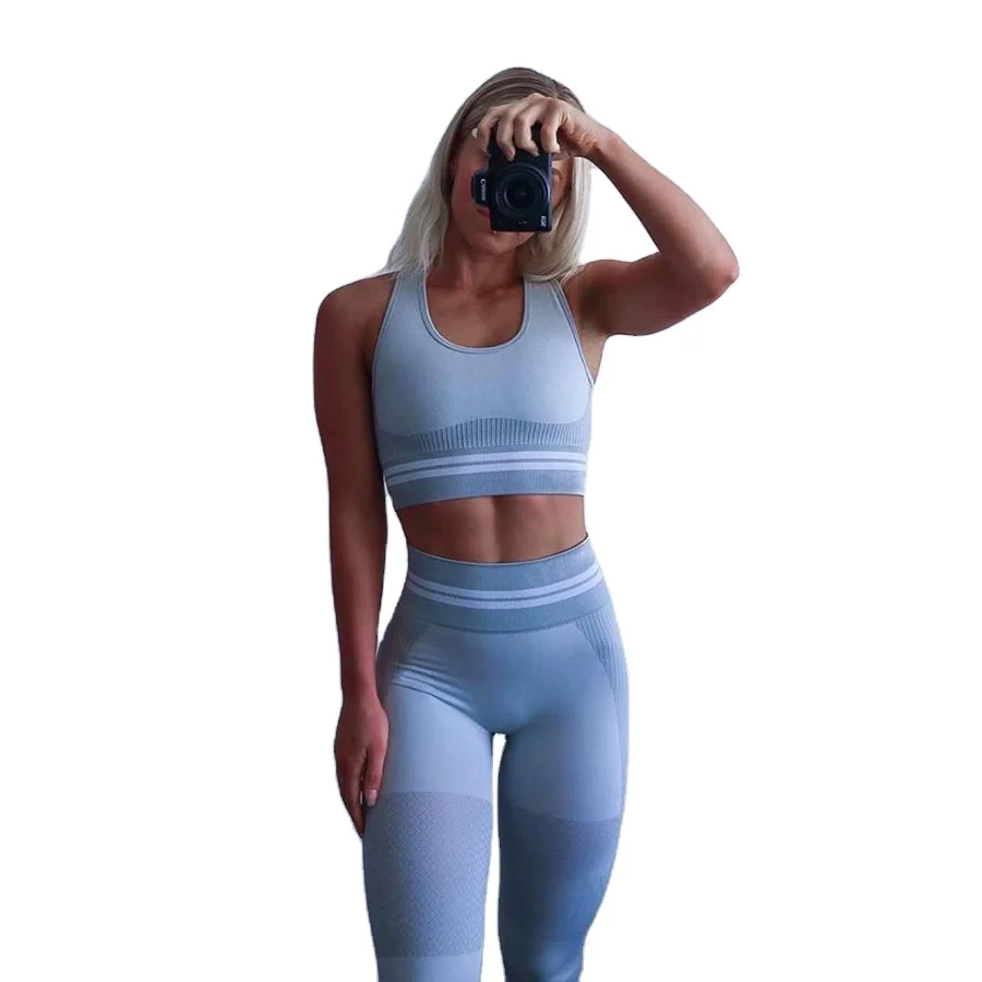 

Knitting Sports Bra Fitness Skinny Leggings Female Pants Seamless Yoga Sets